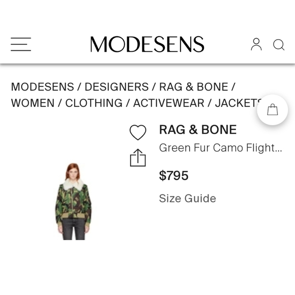 Rag & Bone camouflage shearling trim jacket - Picture 8 of 9